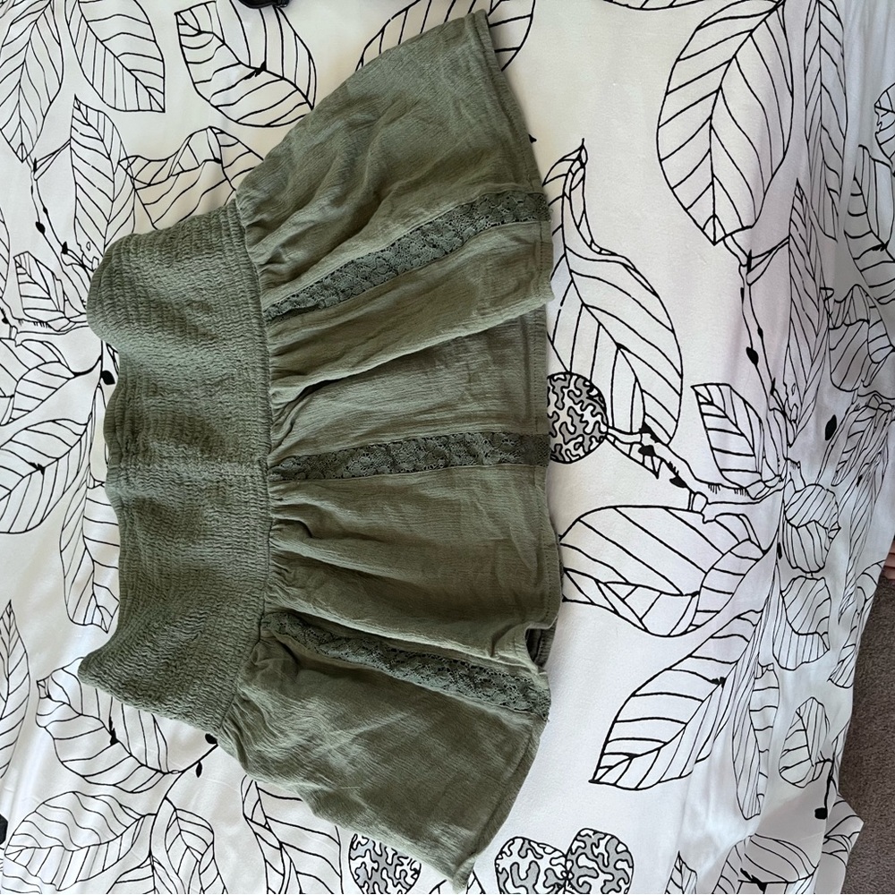 American Eagle Olive Green Smocked Tube Top
